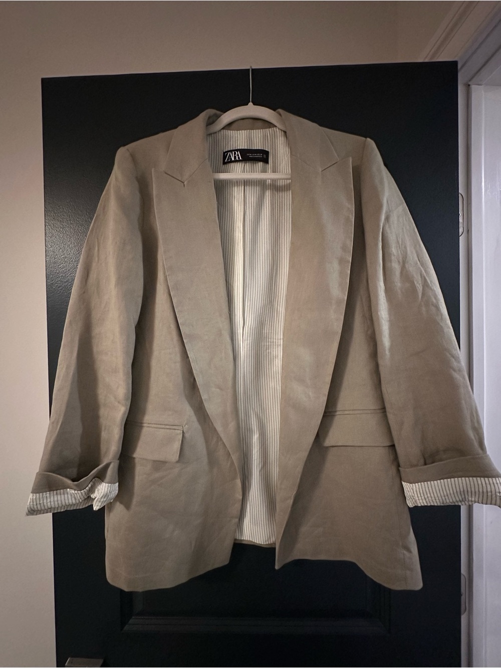 Zara Taupe Tailored Blazer Jacket